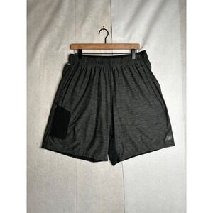 New Balance Mens Large Gray Space Dye Athletic Training Shorts 9 Inch Inseam Zip